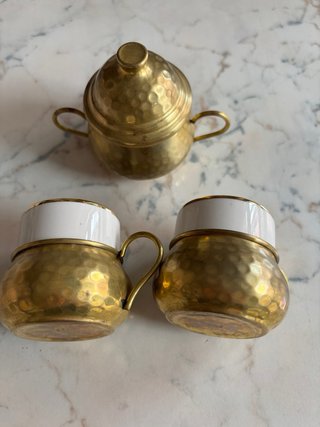 Servizio caffè ottone e ceramica
