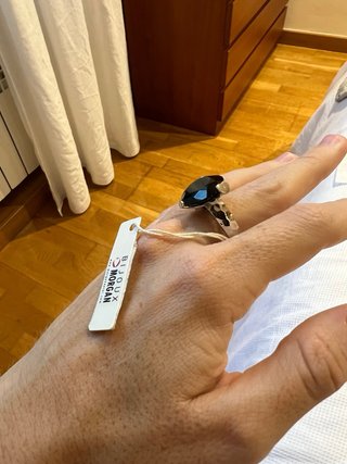 Anillo Plata Piedra Negra Bijoux Morgan