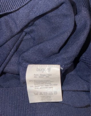 Maglione Bugatti blu cotone e seta V-neck