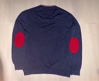 Maglione Bugatti blu cotone e seta V-neck