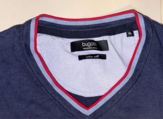 Maglione Bugatti blu cotone e seta V-neck