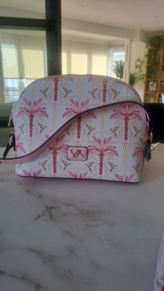 Bolso Verde estampado palmeras y pájaros