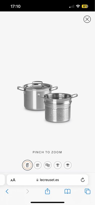 Olla Le Creuset para Pasta Acero Inoxidable 5L