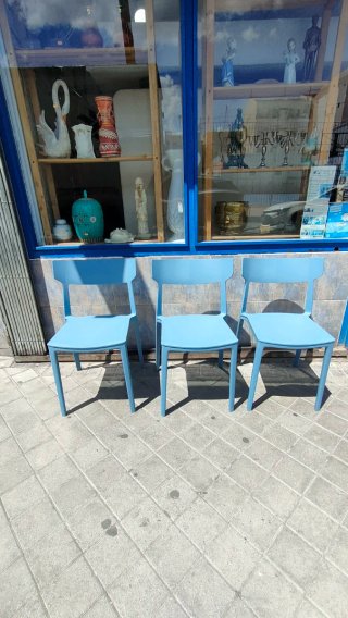 Set de 3 Sillas de Plástico Azul 640513971