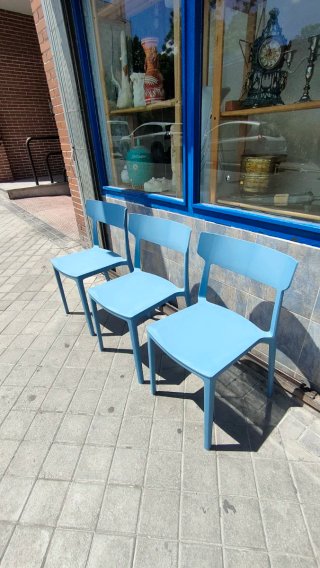 Set de 3 Sillas de Plástico Azul 640513971