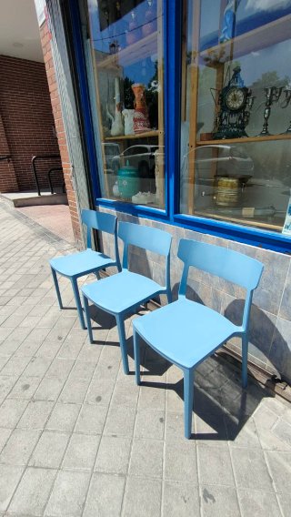 Set de 3 Sillas de Plástico Azul 640513971