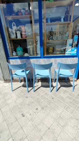 Set de 3 Sillas de Plástico Azul 640513971