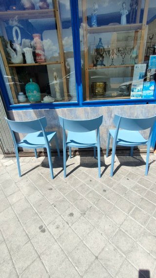 Set de 3 Sillas de Plástico Azul 640513971