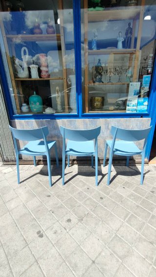 Set de 3 Sillas de Plástico Azul 640513971