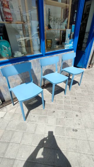 Set de 3 Sillas de Plástico Azul 640513971