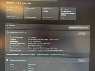 PC Gaming i9 11900k RX 6600 32GB RAM 1TB Nmve
