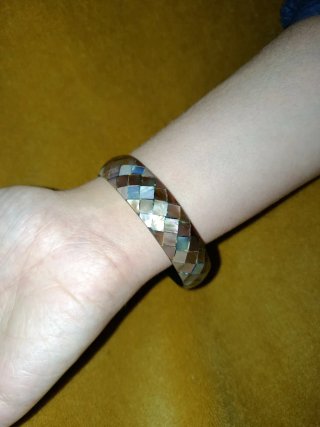 Pulsera Madera y Nácar Marrón/Plata