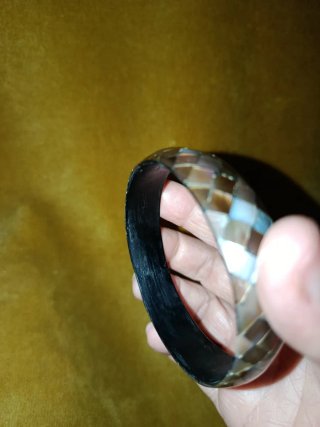 Pulsera Madera y Nácar Marrón/Plata