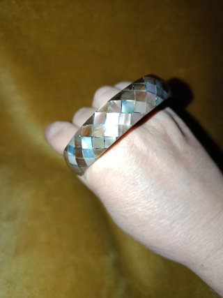 Pulsera Madera y Nácar Marrón/Plata