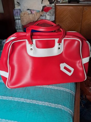 Borsone vintage rosso e bianco