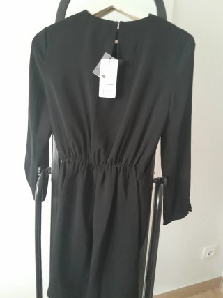 Vestido Mango negro fiesta drapeado