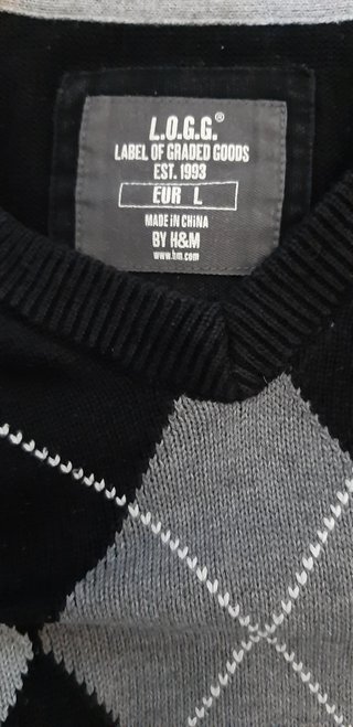 Jersey Rombos Negro y Gris Talla L