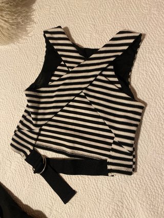 Conjunto Top y Pantalón Rayas Blanco y Negro