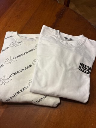 Sudadera Calvin Klein Jeans Blanca y ArmsniTalla S