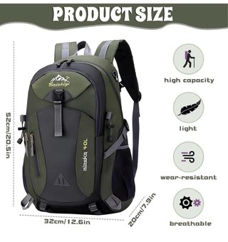 Mochila senderismo 40L verde