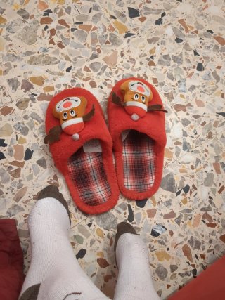 Pantofole da donna con renna rosse