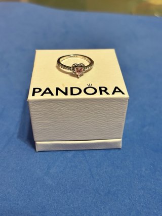 Anillo Pandora Corazón Rosa Plata