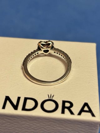 Anillo Pandora Corazón Rosa Plata