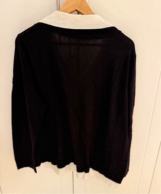 Jersey mujer cuello polo negro y beige