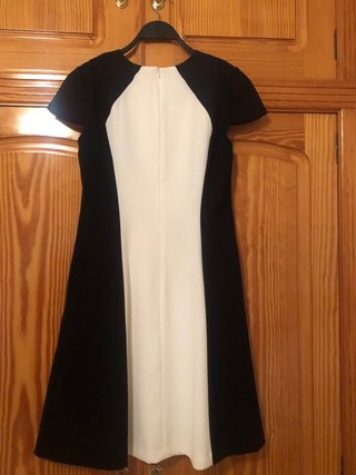 Vestido de fiesta beige y negro