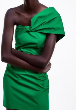 Vestido verde Zara con lazo