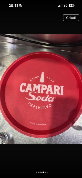 6 Bicchieri Campari Soda + Vassoio Rosso