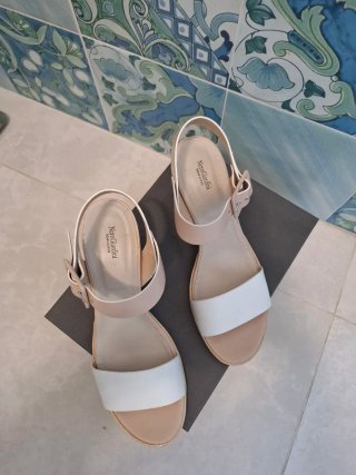 Sandali NeroGiardini Pelle Bianco/Nude Tg 40