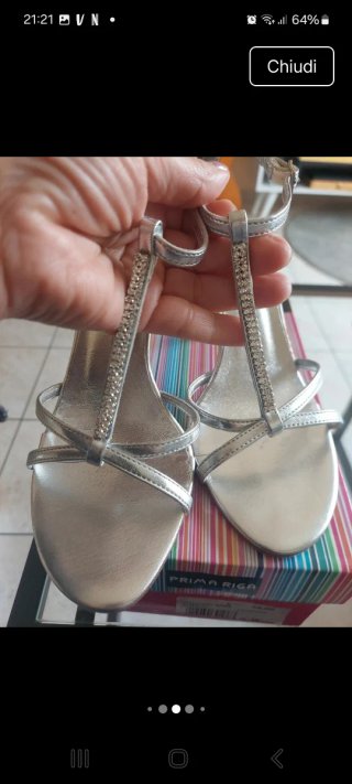Décolleté argento tacco alto n.36