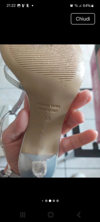 Décolleté argento tacco alto n.36