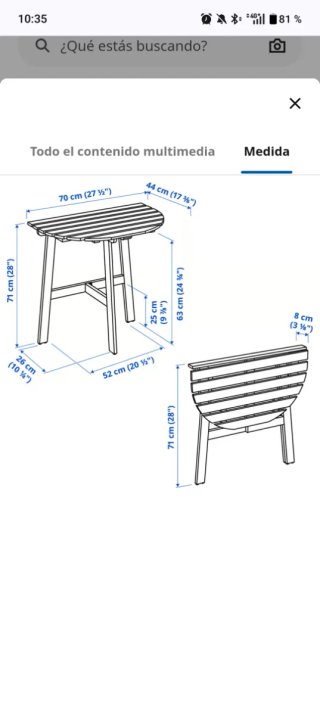 Mesa Plegable Ikea Askholmen Madera Marrón