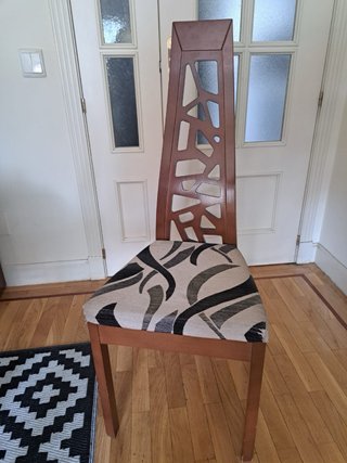 Sedie da pranzo moderne in legno massello e tessuto