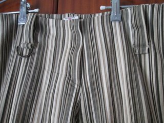 Pantalón rayas mujer beige/verde