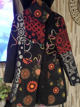 Cappotto patchwork in tessuto da donna
