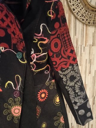 Cappotto patchwork in tessuto da donna