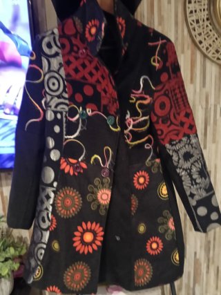 Cappotto patchwork in tessuto da donna