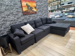 Sofá Chaise Longue Negro 243cm Tela
