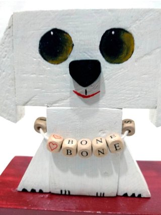 Perrito de madera Cachorrito blanco