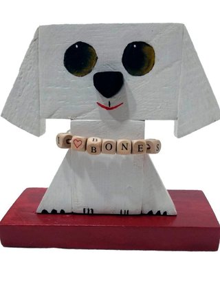 Perrito de madera Cachorrito blanco