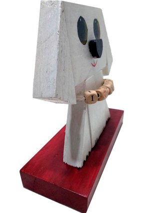 Perrito de madera Cachorrito blanco