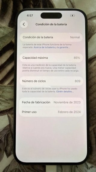 iPhone 15 Pro 128 GB Plata 85% Bat