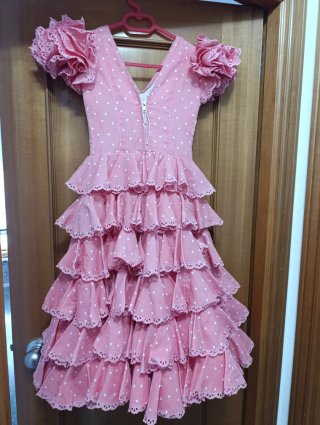 Vestido Flamenca Niña Rosa Lunares