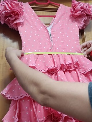 Vestido Flamenca Niña Rosa Lunares