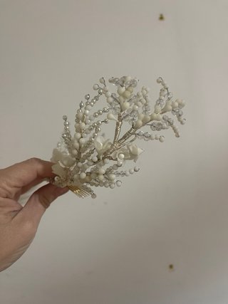 Tocado Novia Mimoki Perlas y Cristales