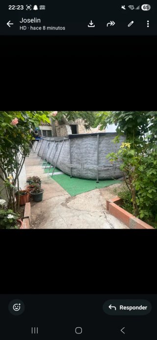 Piscina desmontable negra y gris como nueva