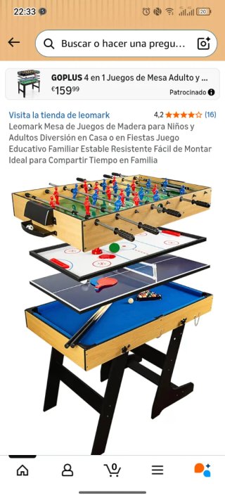 Mesa de juegos 4 en 1